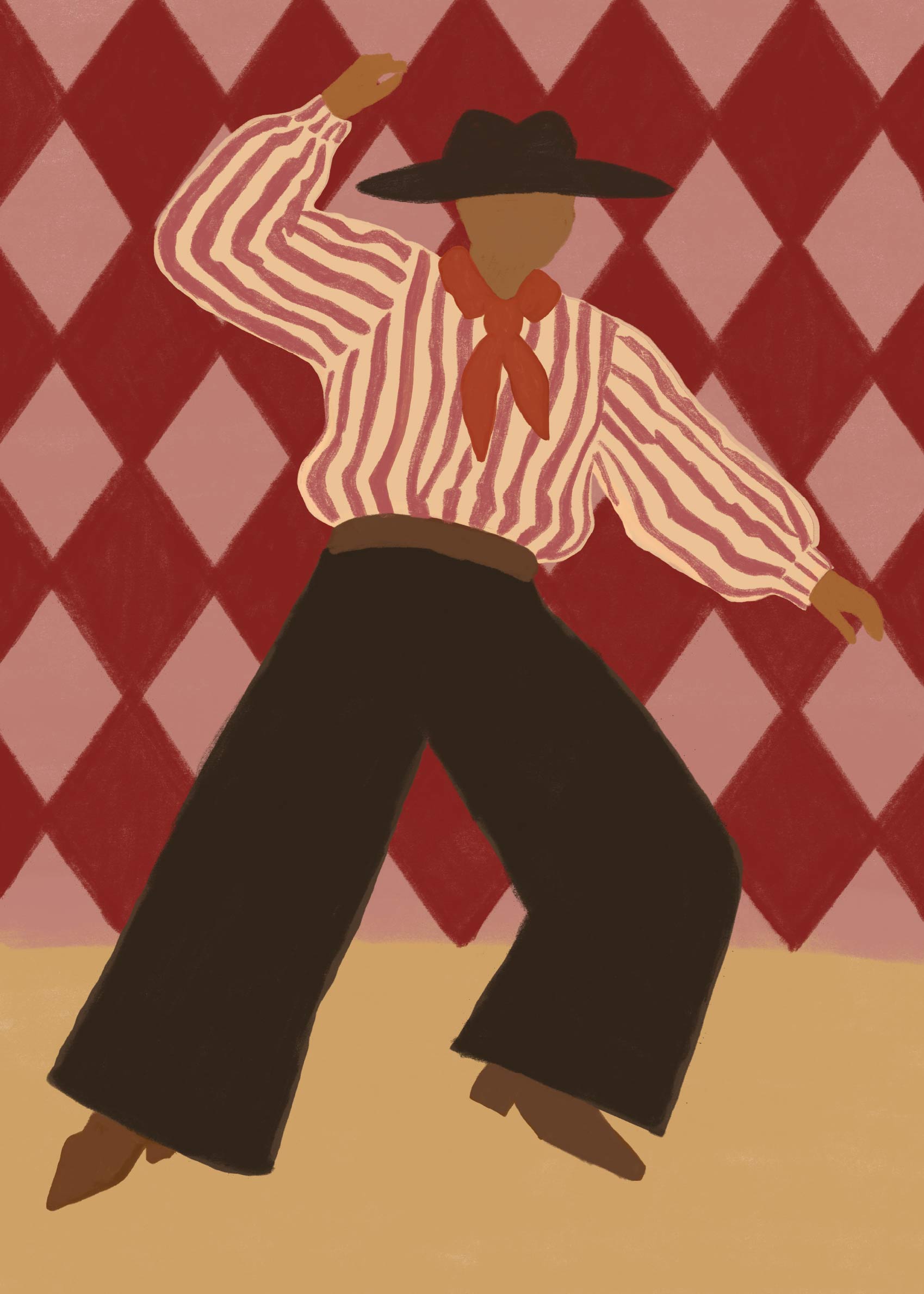 Retro Dance Character Canvas - Flamenco illustration (100x140 cm)