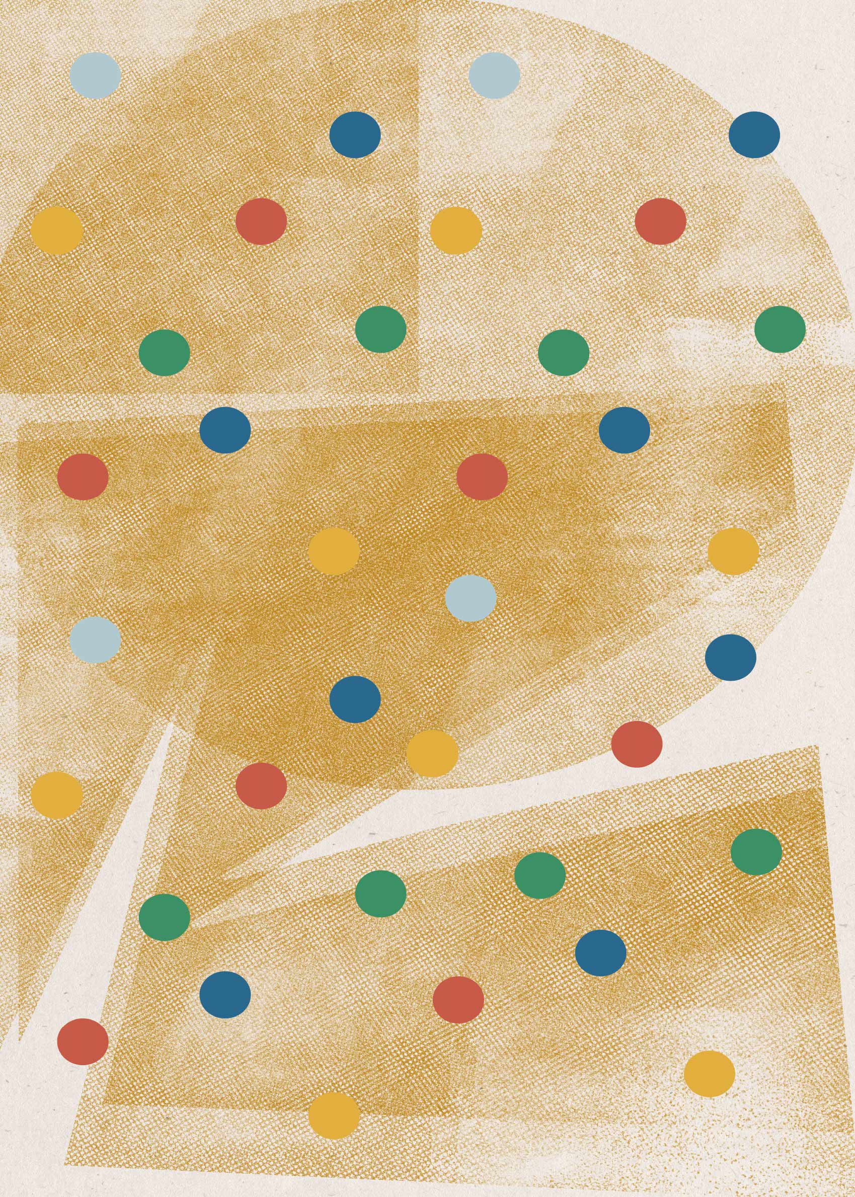 Polka Dot Harmony Lærred - Formcollage i okker (70x100 cm)