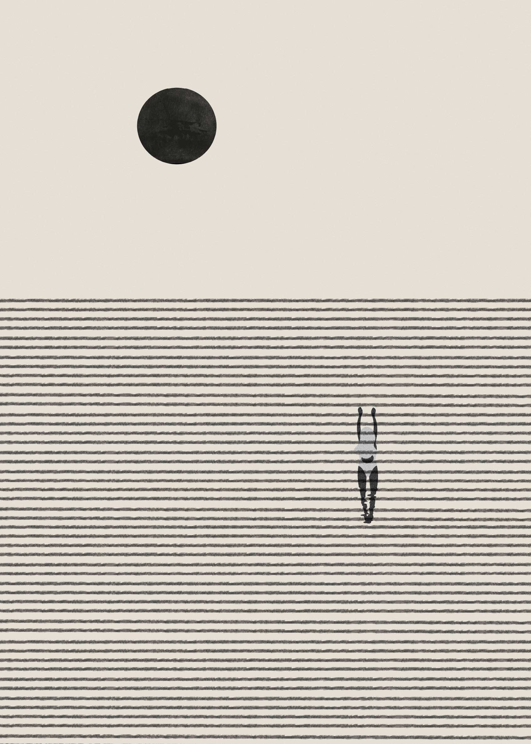 Solitude's Journey Canvas - Minimal figure illustration (50x70 cm)