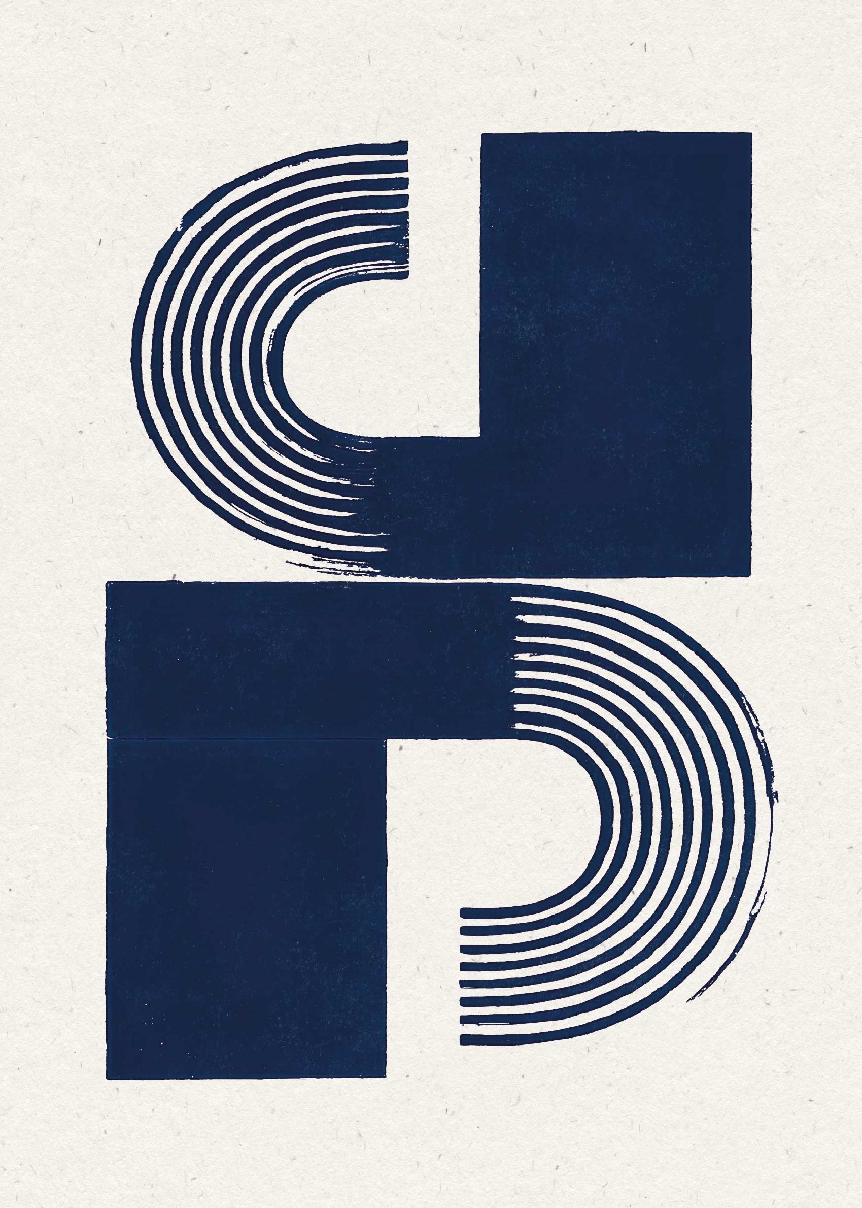 Modern Objects Blue Canvas - Navy shape print (70x100 cm)