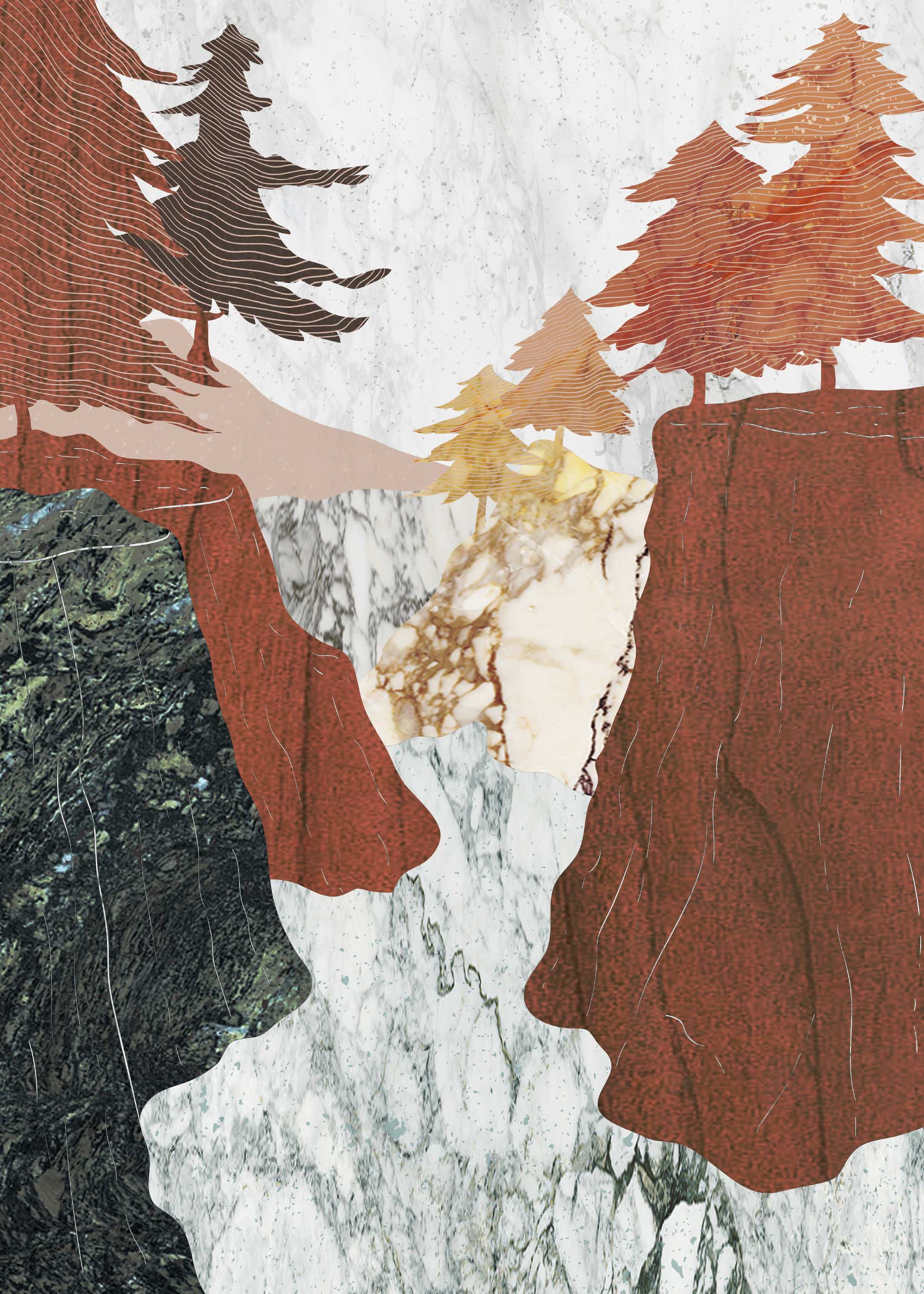 Autumn Gorge Canvas - Rust forest collage (70x100 cm)