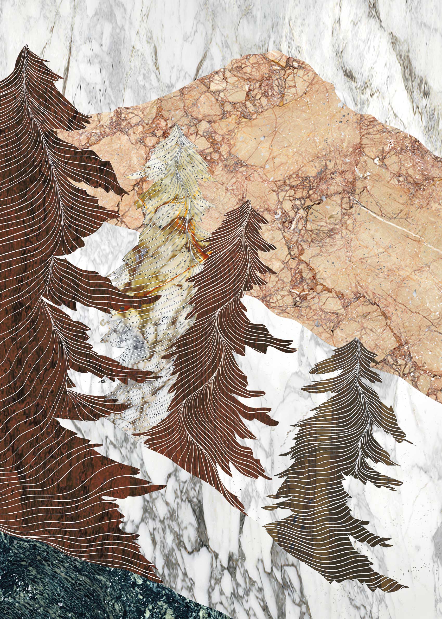 Dusk Summit Canvas - Marble mountain collage (70x100 cm)