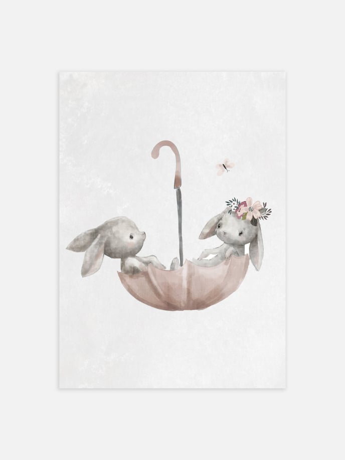 Rabbits Umbrella Plakat