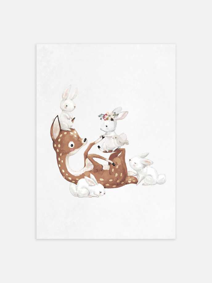 Deer and Bunnies Poster