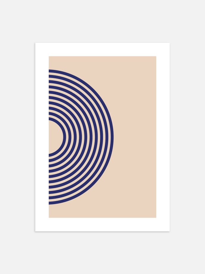 Blue Circular Lines No.1 Poster