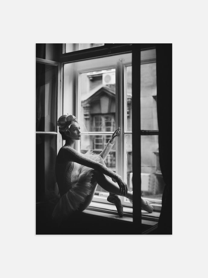 Ballerina in Window Plakat