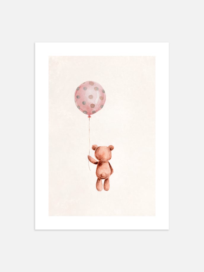 Teddy With Balloon Poster
