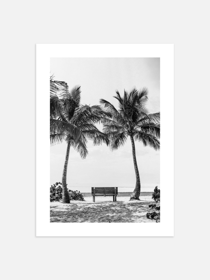 Bench on Beach Poster