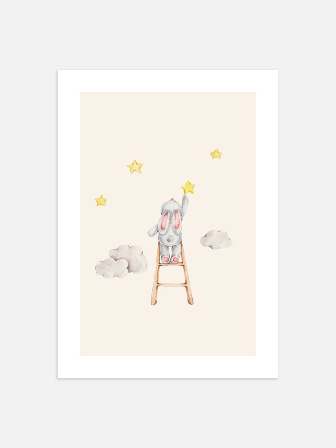 Bunny Picking Stars Poster