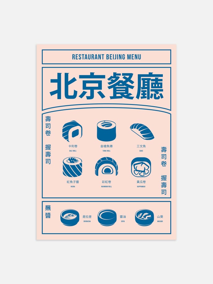 Restaurant Beijing Menu Plakat