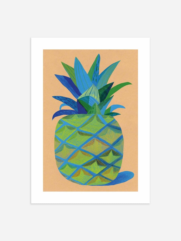 Blue Pineapple Poster