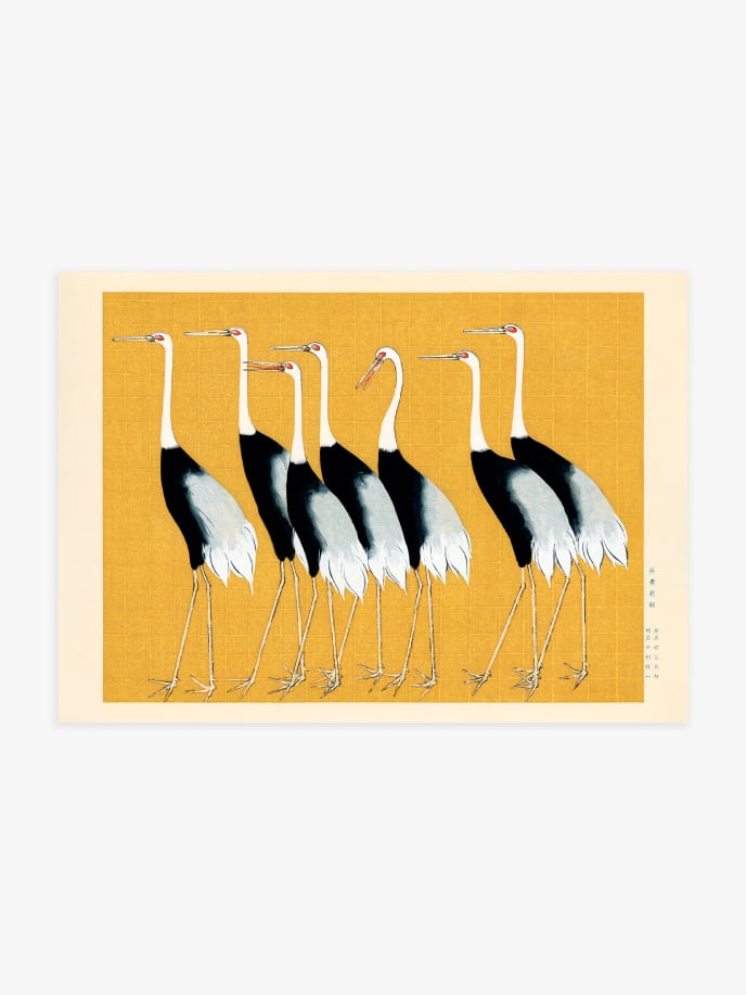 Japanese Red Crown Cranes by Ogata Korin Póster