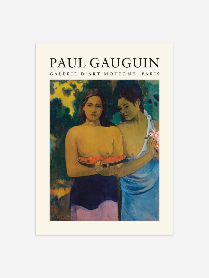 Two Tahitian Women by Paul Gauguin Poster