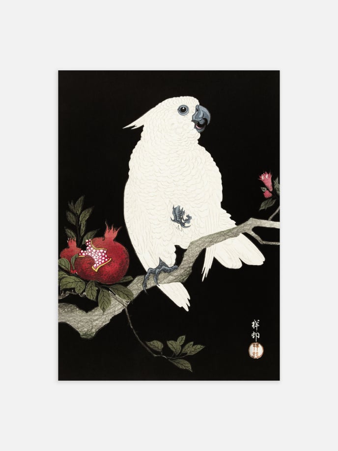 Cockatoo and Pomegranate by Ohara Koson Poster