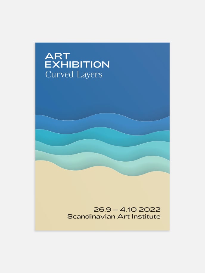 Curved Layers Blue Poster