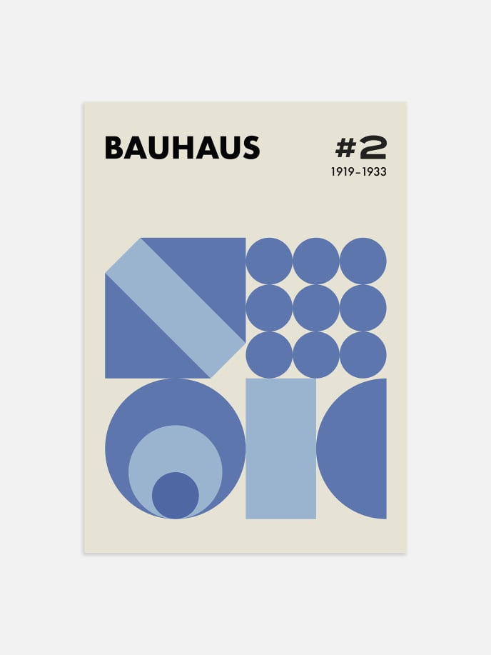 Bahaus Geometry Blue Plakat