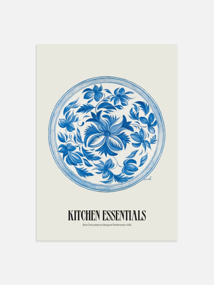 Blue China Plate Poster