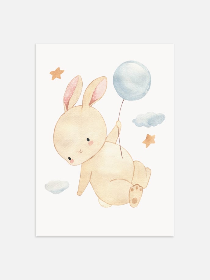 Bedtime Flying Bunny Poster