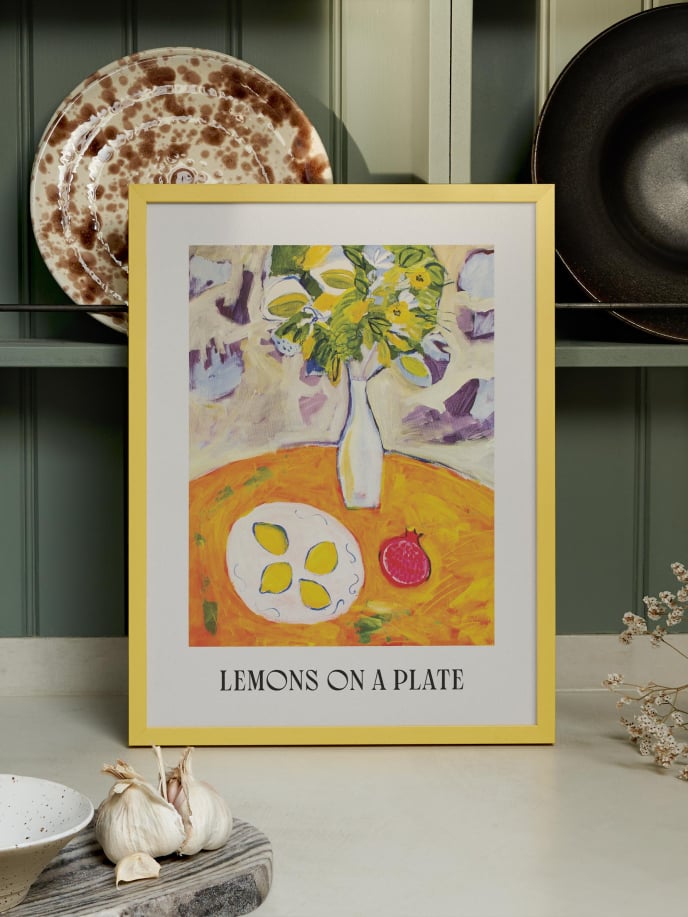 Lemons On A Plate Poster